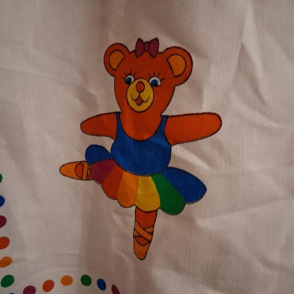 Vintage 80s Rainbow Circus Clown Diaper‎ Stacker AOP EUC